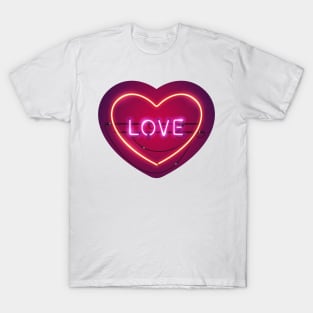 Pink Love in the Heart Neon Sign T-Shirt